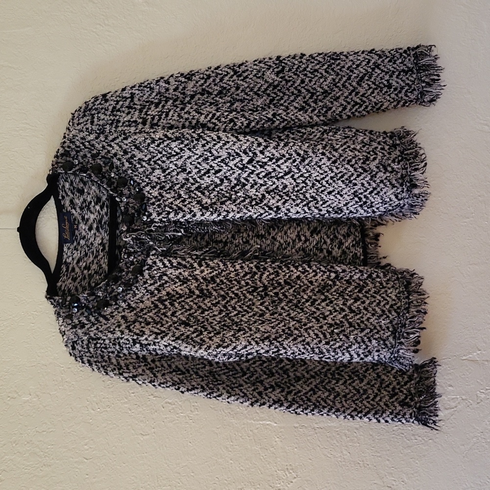 Luisa Spagnoli Wool blend Beaded Tweed Knit Jacket
